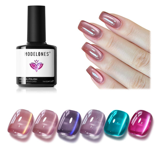 Modelones Cat Eye Gel Polish Neon Galaxy with magnetic shimmer for unique nails