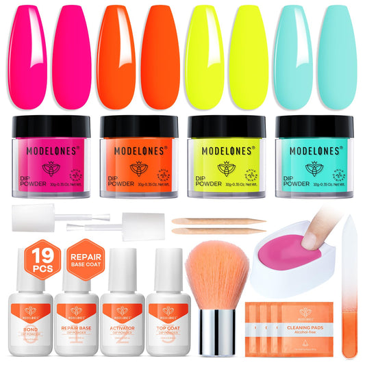 Modelones Dip Powder Kit orange color for vibrant nails and seasonal style