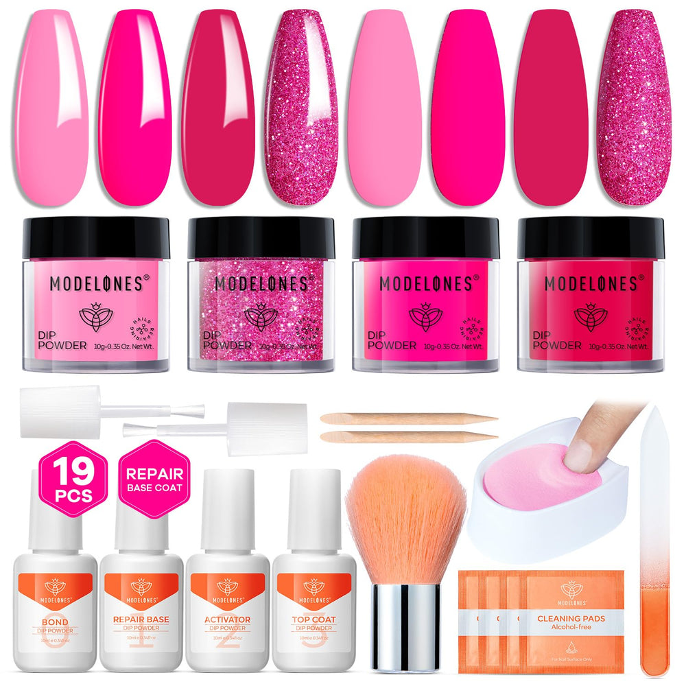 Modelones dip powder pink for versatile nail looks and elegance