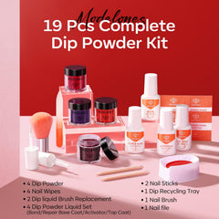 Modelones wine purple glitter dip powder for glam nails