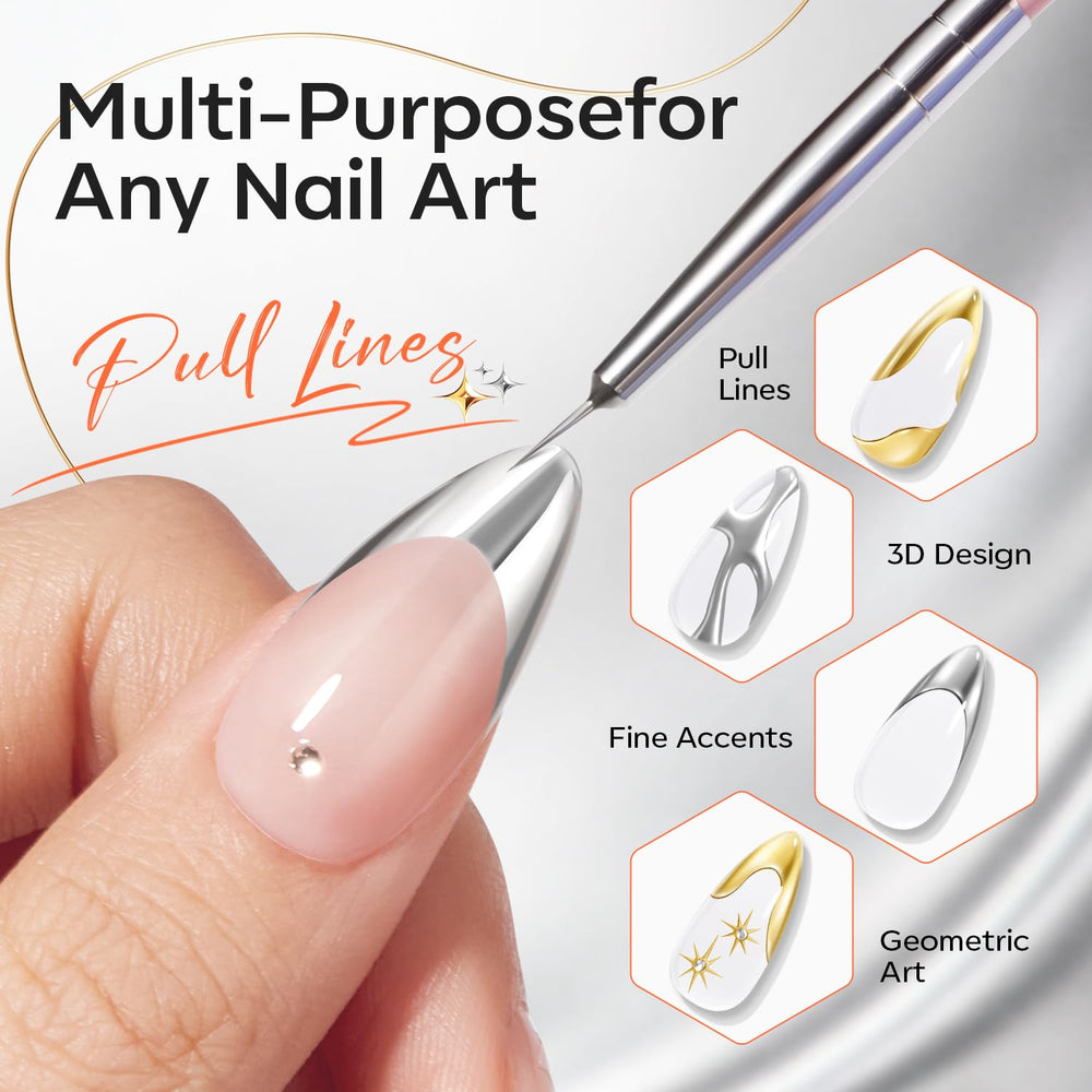 Modelones double head brush enables precise, smooth lines for detailed nail art.