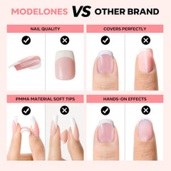Modelones French-tip nails with 15 sizes layout for precise fit