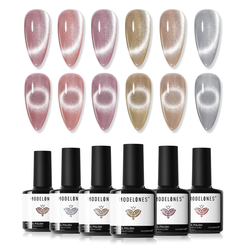 Modelones gel polish cat eye magnet effect close-up for depth