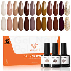 Modelones gel nail polish set with 12 winter neutrals for daily and festive looks