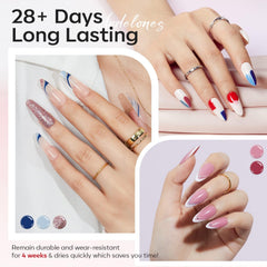 Modelones glitter top coat adds sparkle and dimension.