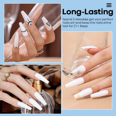 Modelones nail dipping powder in white for a French-inspired look at home.