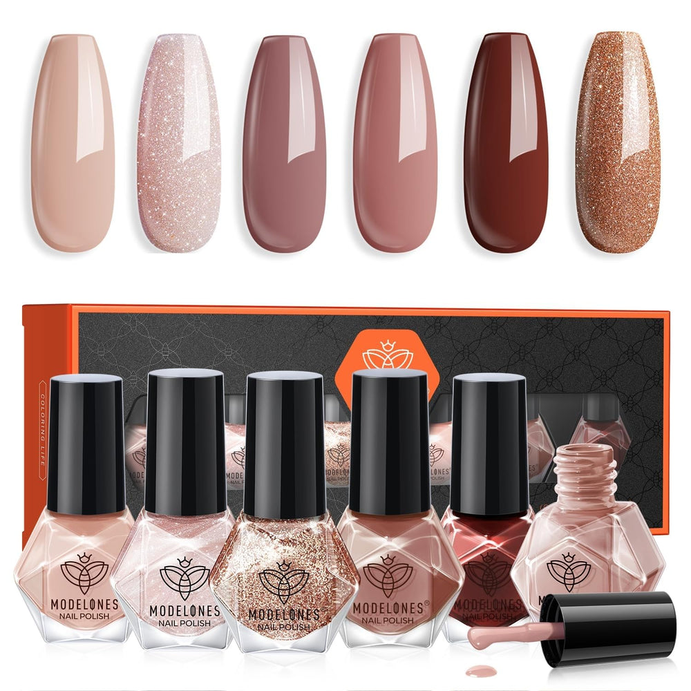 Modelones Nail Polish 6 colors in a quick-dry mini starter kit for at-home manicures.