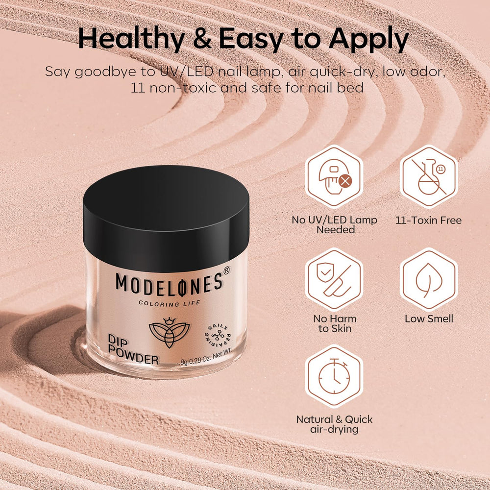 Modelones no-lamp dip system dries quickly for convenient nails.