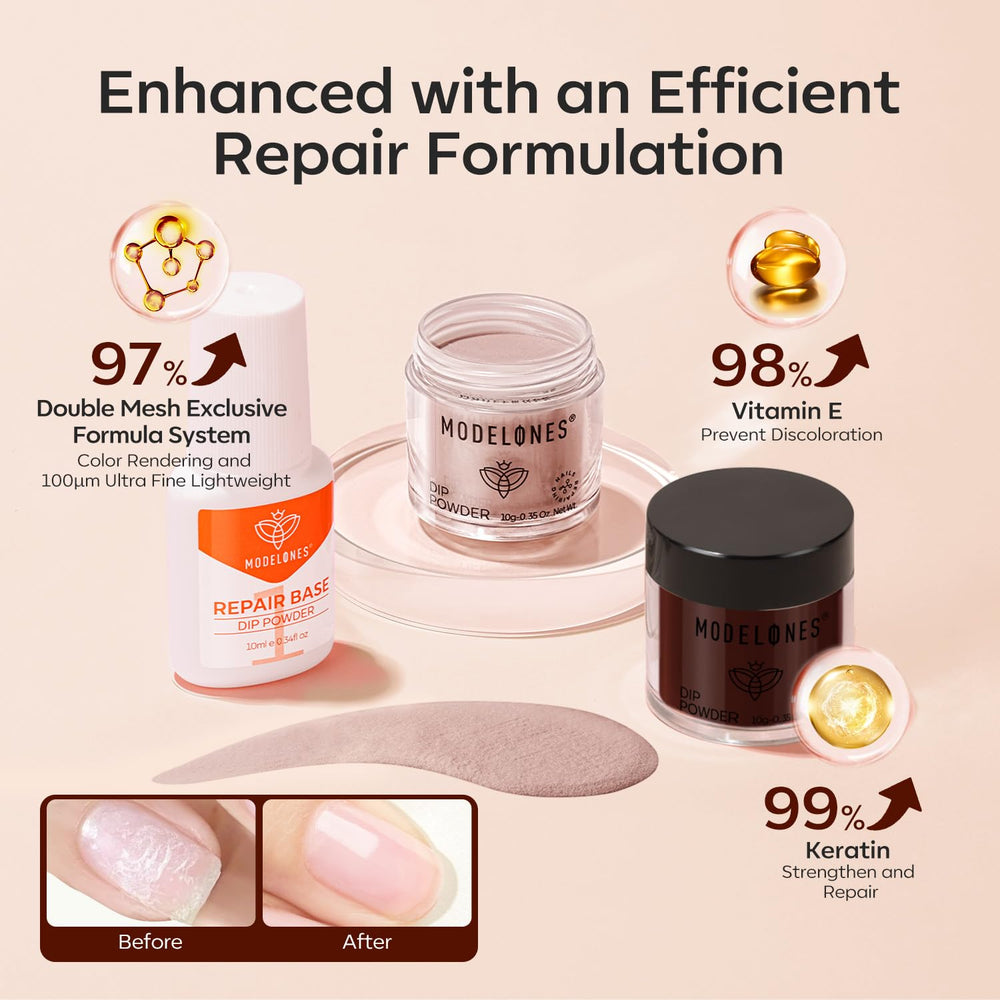 Modelones no-lamp dip process delivering an air-dried, gel-like finish.