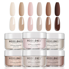 Modelones Nude acrylic powder kit with six neutral shades for at‑home nail art.
