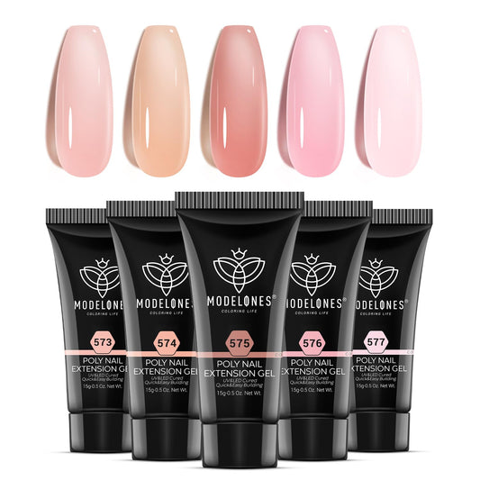 Modelones Poly Gel Set five jelly colors palette for easy DIY nails