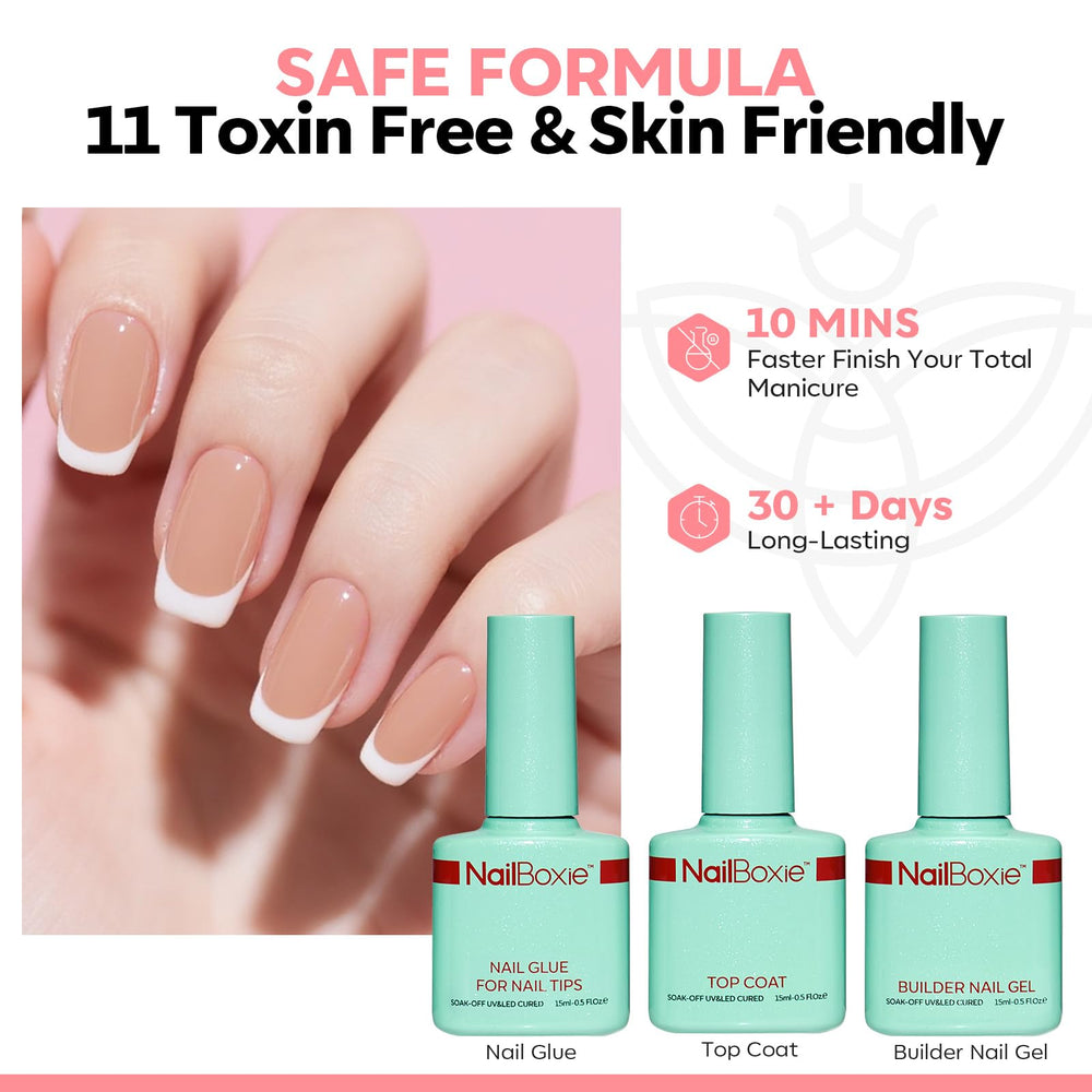 Modelones premade nails with natural base create seamless enhancements.