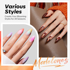 Modelones wide flat brush enables easy, even coverage.