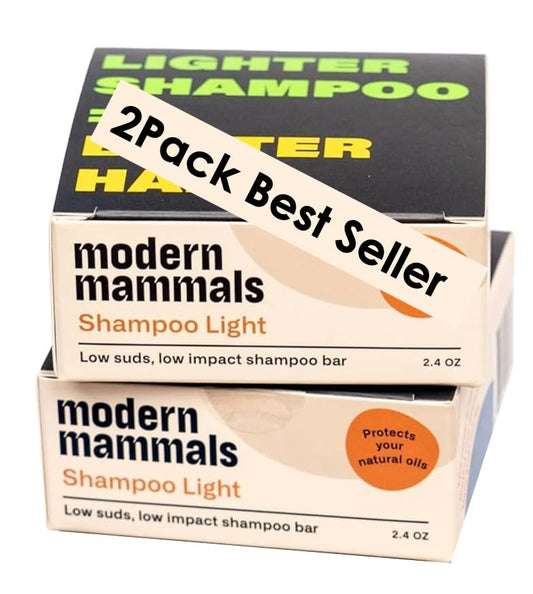 Modern Mammals Light Shampoo Bar pack of two 2.4oz bars, convenient for daily family use