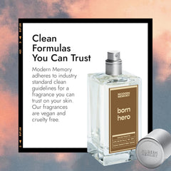 Modern Memory Born Hero EDT bottle highlights bergamot note, refreshing start to the day.