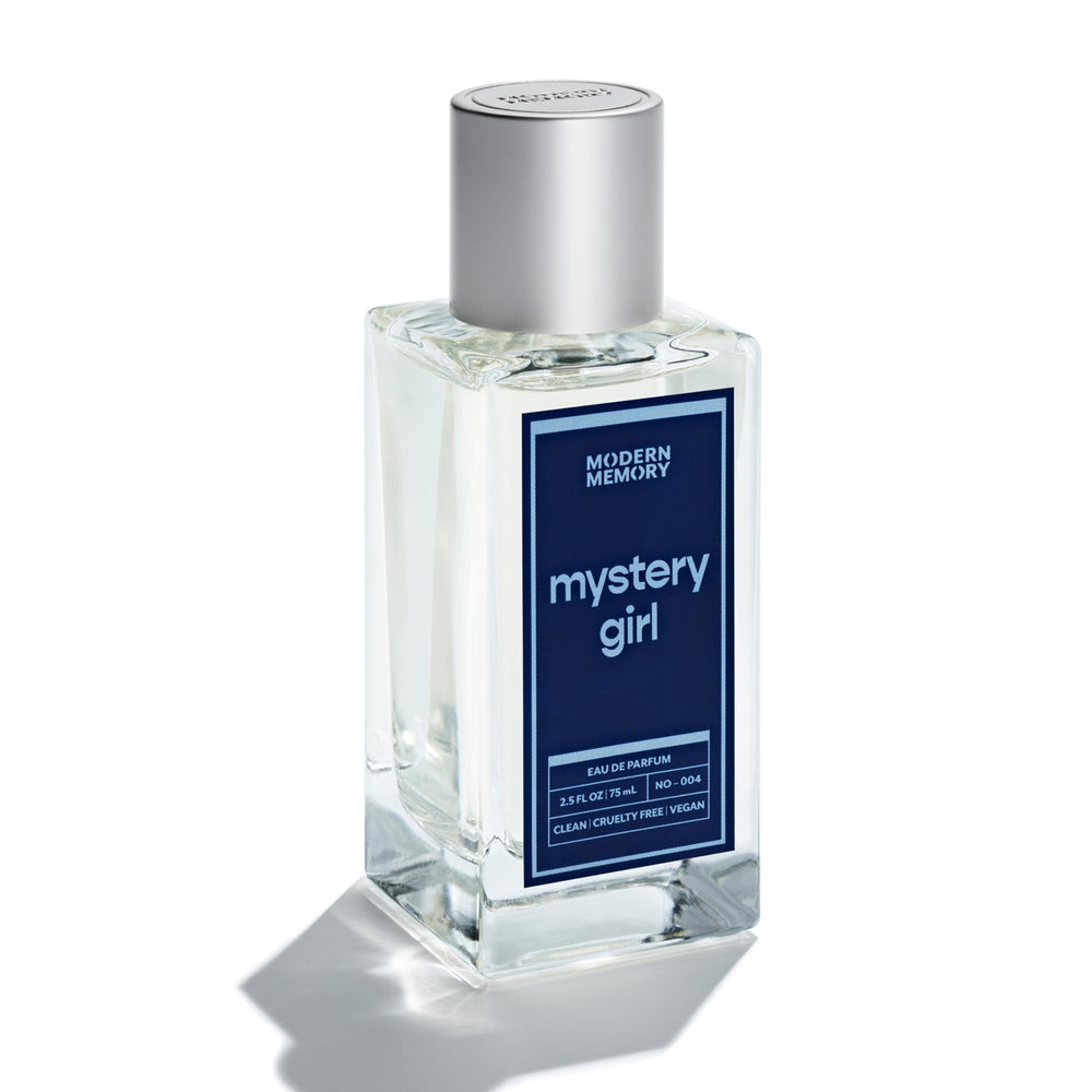 Modern Memory Mystery Girl bottle front view shows a luxurious daily fragrance