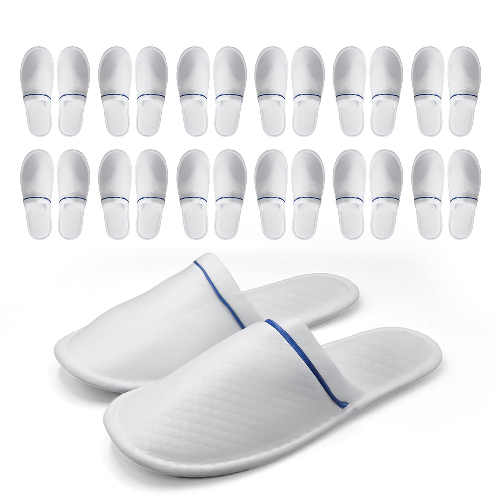 Modlux Spa Slippers closed-toe, white with blue ribbon, ideal for guest comfort