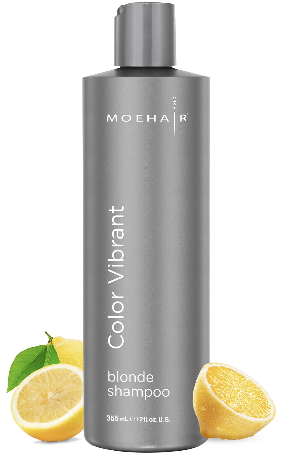 MOEHAIR Color Vibrant Blonde Shampoo bottle showcasing color-safe formula for vibrant blondes.