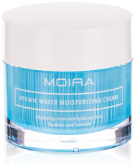 Moira Atomic Water Moisturizing Cream bottle with pump showing quick-absorption hydration.