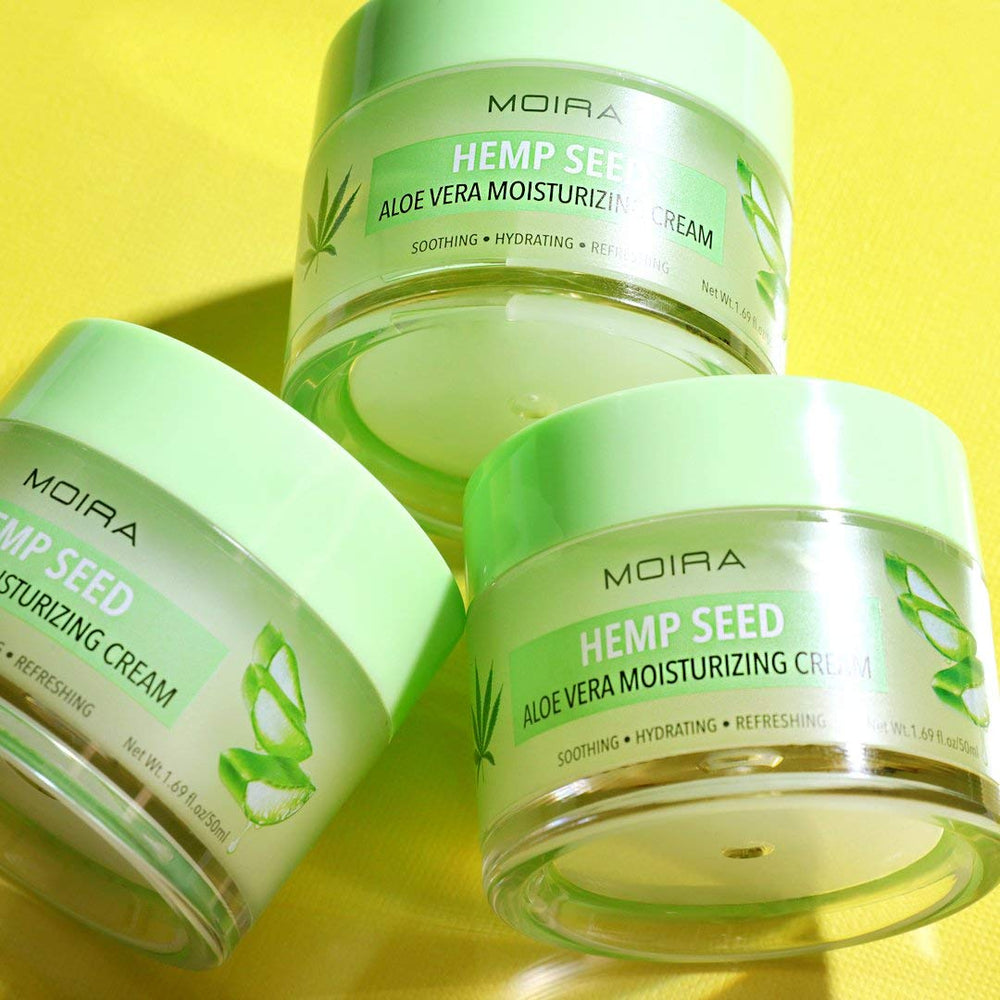 Moira Hemp Seed Aloe Vera cream packaging front, ideal for daily hydration.
