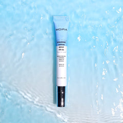 Moira Hyaluronic Caffeine Eye Gel tube close-up highlights ingredients.