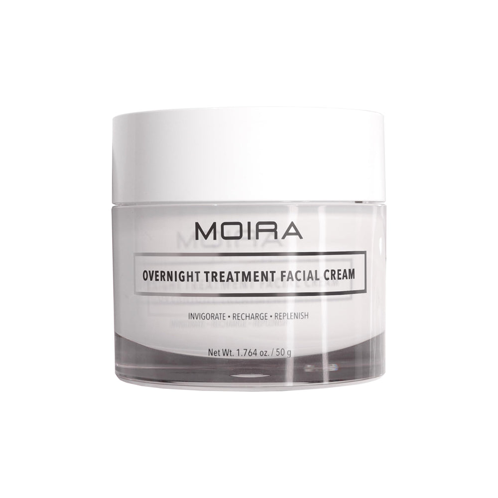 Moira Overnight Treatment Facial Cream jar shows rich mochi-like texture for deep hydration
