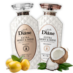 Moist Diane bottle pour demonstrating sulfate-free cleansing for all hair types.