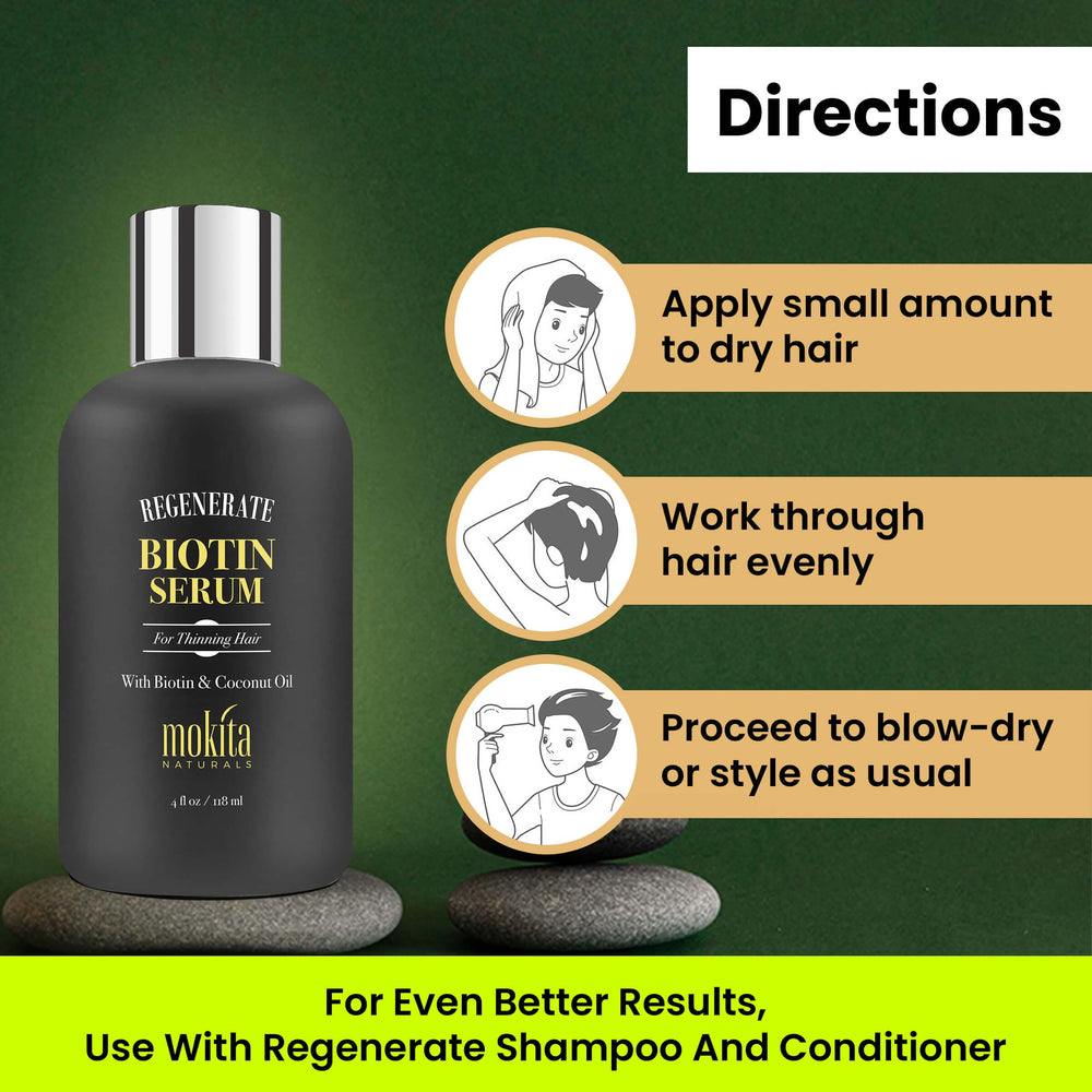 Mokita Naturals serum in-use on hair reveals weightless, silky finish.