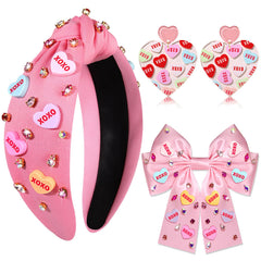 mokkia Valentine’s Day headband in pink with a knotted design for romantic outfits