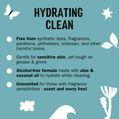 Foaming lather from Molly's Suds hand soap removes grime gently.