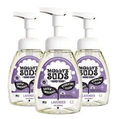 Molly's Suds Lavender foaming hand soap bottles offering a calming cleanse