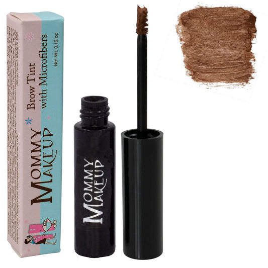 Mommy Makeup Brow Tint with Microfibers Copper jar shows natural color and definition.
