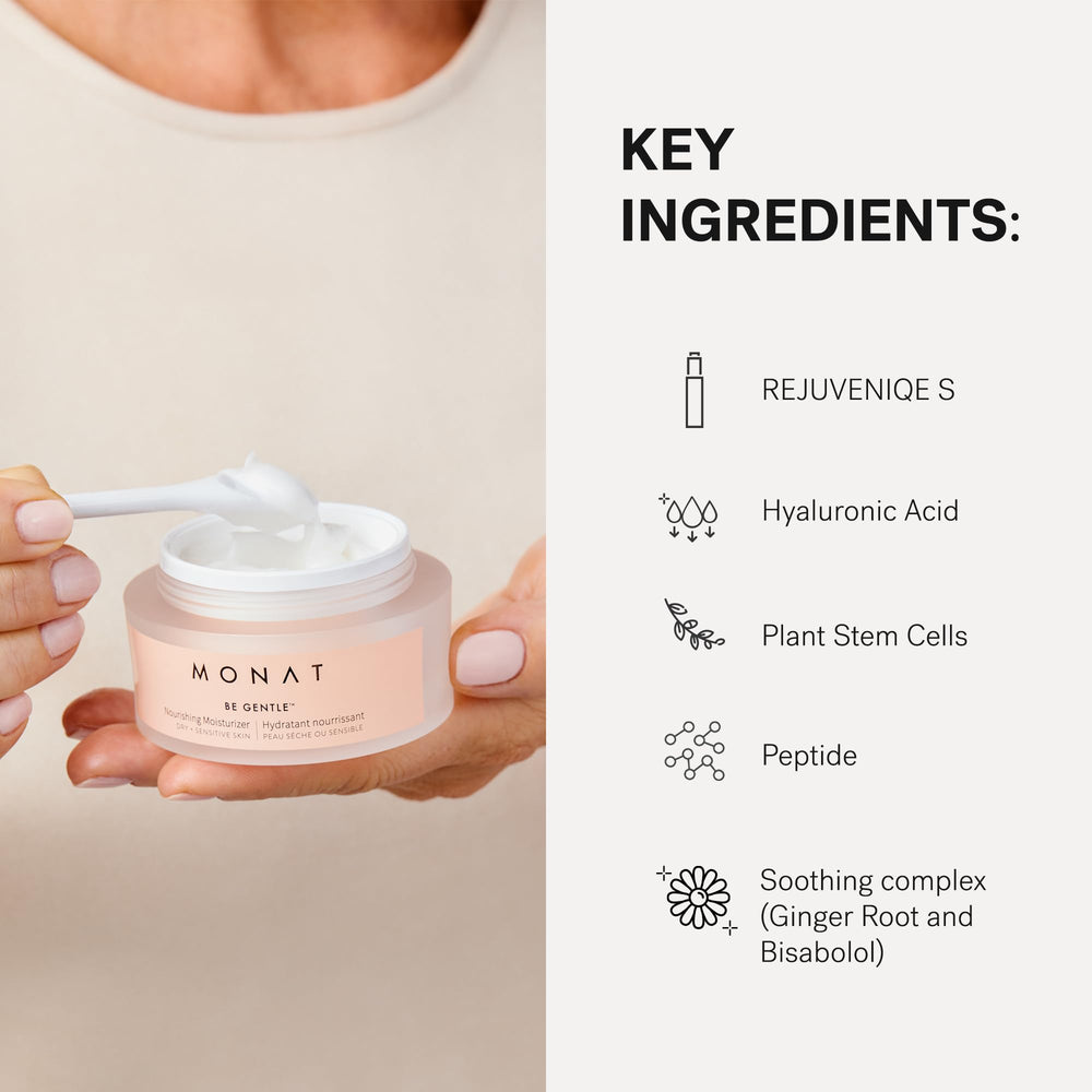 MONAT Be Gentle Nourishing Moisturizer after application reveals soft, healthy glow