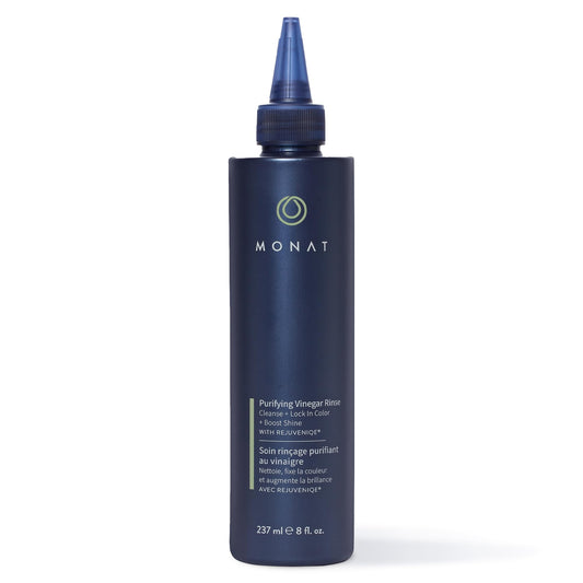 MONAT Purifying Vinegar Rinse bottle close-up for a nourishing elixir that promotes shine