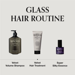 Color-treated hair appears vibrant after Velvet Hair Treatment application.