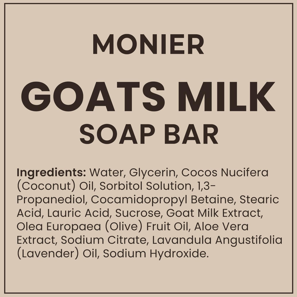 MONIER goat milk soap bar for face, hands, body use in daily routine