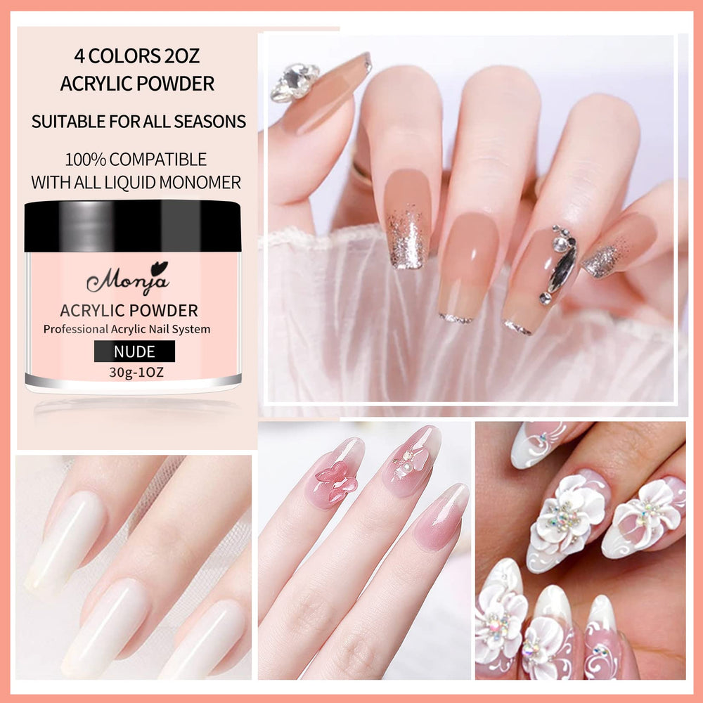Monja pink powder for vibrant, lasting nail art.