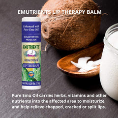 Montana Emu Ranch balm tube close-up highlighting unscented lip care