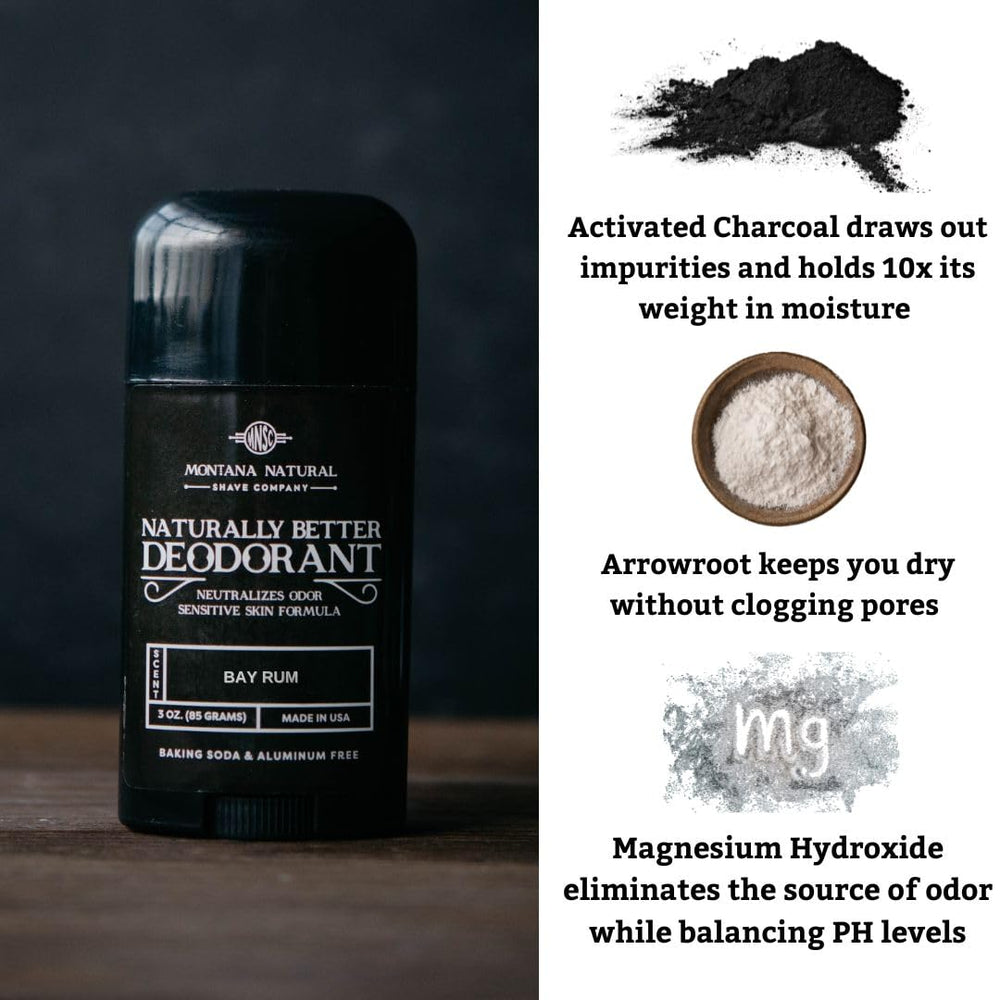 Montana Natural Shave Co. Activated charcoal close-up highlighting moisture-absorption feature.