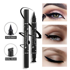 MooGlamor eyeliner application on eye showing clean wing and fast stamp utility