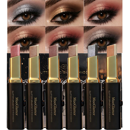 MooGlamor Glitter Eye Shadow Stick with dual-gradient for day-to-night looks.