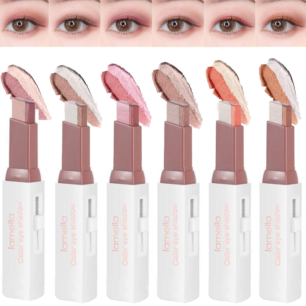 MooGlamor two-color eyeshadow stick in rose-gold glitter for radiant eye definition.