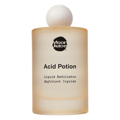 Moon Juice Acid Potion bottle close-up highlighting its exfoliant formula for refreshed, smoother skin