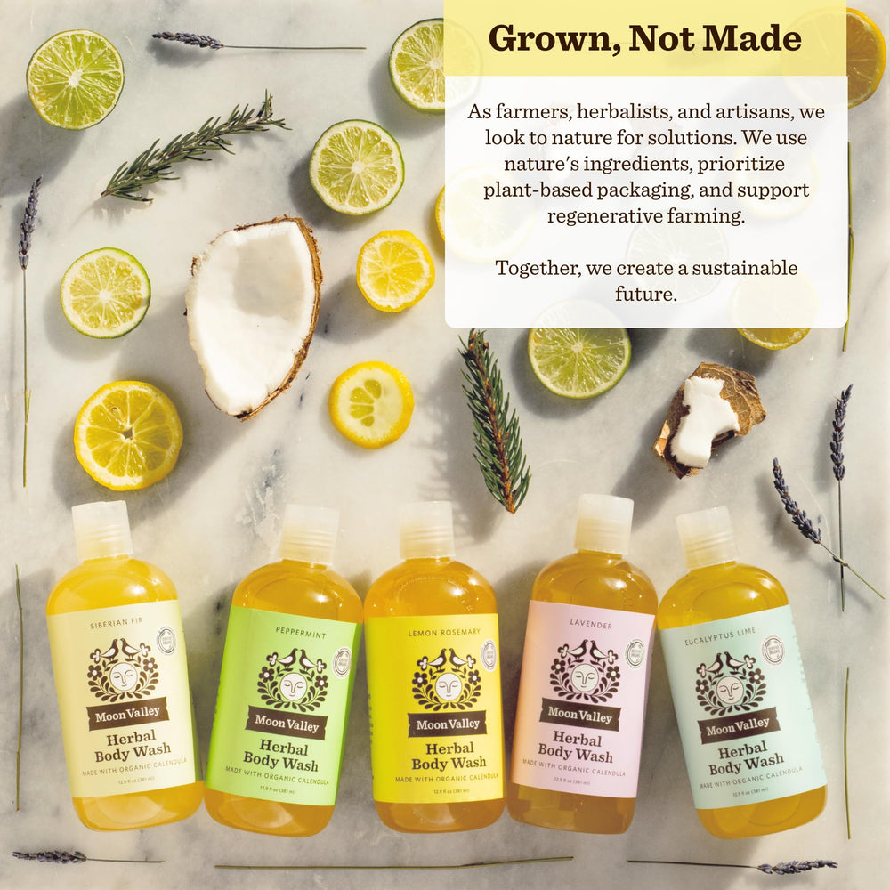 Moon Valley Organics Lemon Rosemary ingredients—recyclable packaging supports sustainability.