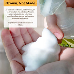 Moon Valley Organics Orange Spice foaming hand soap closeup ingredients with calendula and comfrey