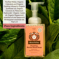 Moon Valley Organics organic ingredients list highlights calendula and comfrey.