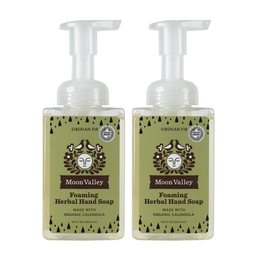 Moon Valley Organics two-pack foaming hand soap bottles for shared-use cleansing.