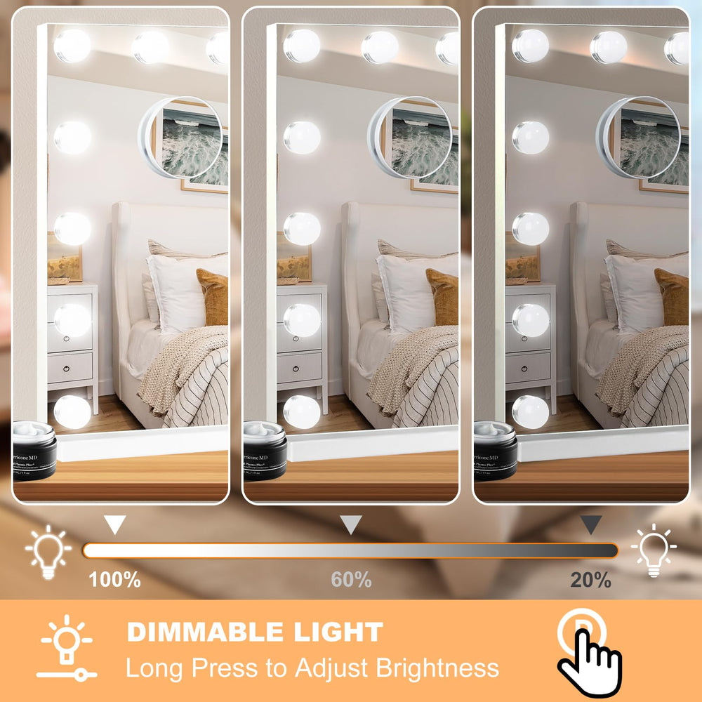 Moonee vanity mirror memory function recalls preferred brightness for quicker setups.