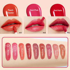 Moonshot Korea Conscious Fit Mellow Lip Stain texture close-up shows cushion tint.