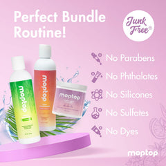 MopTop color-safe hair care label emphasizes vibrant color maintenance.